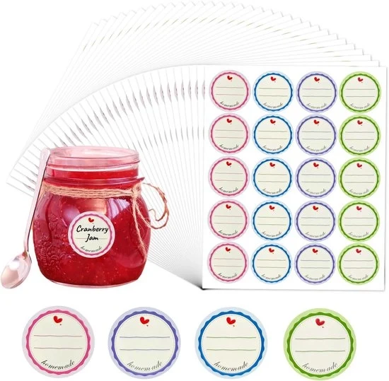 Set di 640 Etichette Autoadesive - 4 Colori, 38 mm - Etichette Rimovibili e Resistenti all'Acqua per Bottiglie di Conservazione, Bottiglie di Erbe e Conservazione Alimentare