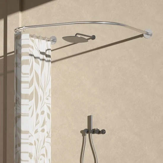 Maniglia per doccia a forma curva - regolabile - senza martellate - 70-95 cm