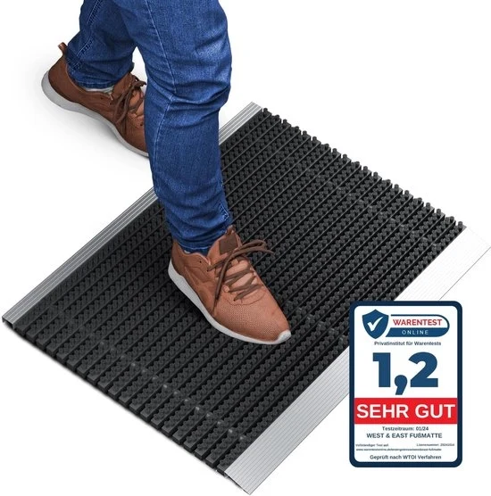 Pavimento Duraturo per Porta - Pedata per Esterno - 1 pezzo - Nero - Alluminio - 40x60 cm