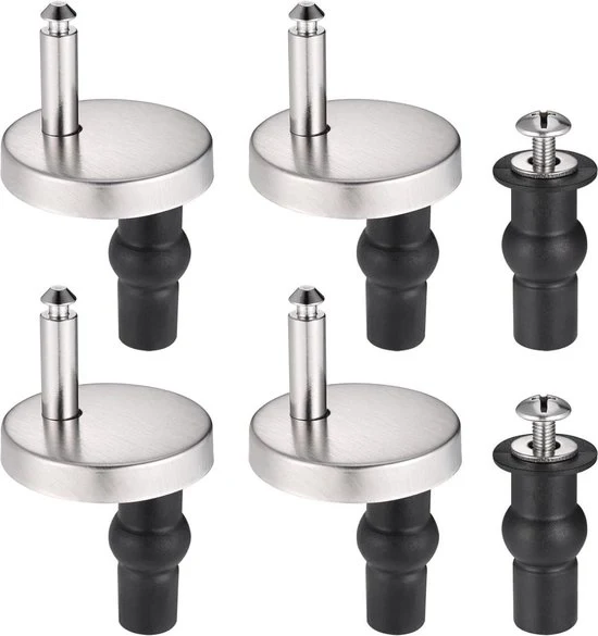Set di Scharnieri per Toilet - 4 pezzi - Scharnieri universali per Toilet - Kit di installazione per Toilet - RVS - Regolabili - Facile da installare - Set di sostituzione per Scharnieri di Toilet - Set di sostituzione Scharnieri per Toilet