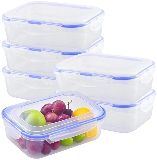 Contenitori in plastica trasparenti con coperchio - 6 pezzi - 1100 ml