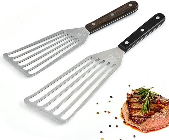 Set di Spatole - Acciaio Inossidabile - 2 pezzi - Manico in Legno