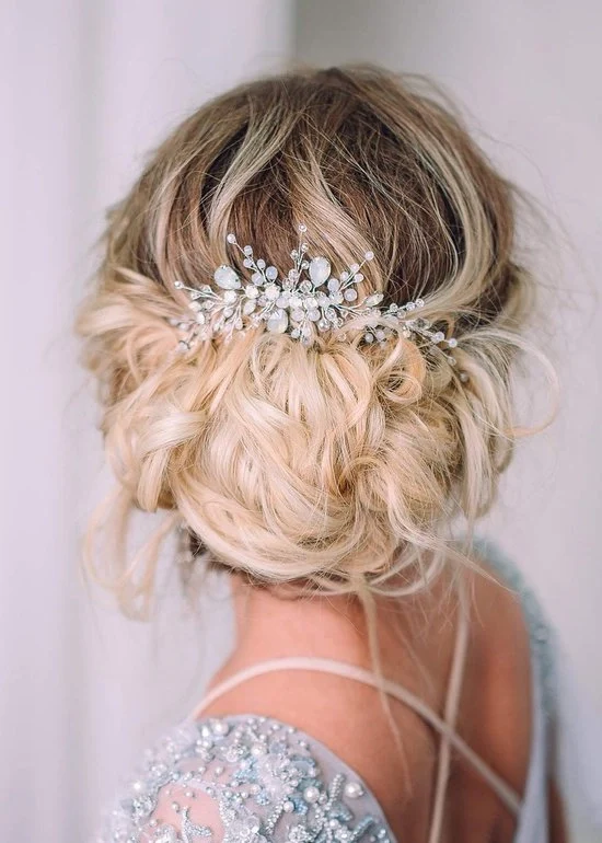 Vestito per Capelli - Collana per Capelli con Cristalli - 1 pezzo - Argento - Fatto a Mano