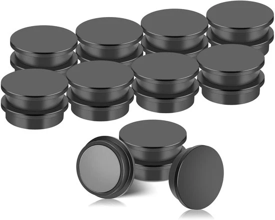 Tavolo magnetico - forti magneti per frigorifero - 20 pezzi - nero - 30 x 8 mm