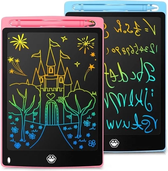 Tavolo LCD per bambini - 2 pezzi - 85 pollici - pannello elettronico - pannello da assemblare - cancellabile - bloccabile tablet - giocattolo per 3-12 anni - blu - rosa Pannello da disegno