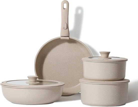 Set di pentole 8 in 1 - rivestimento antiaderente - induzione - resistente al forno