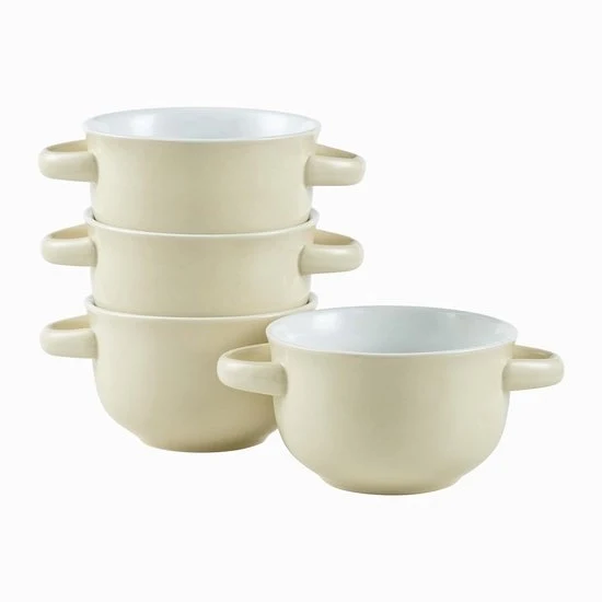 Ciotola per zuppe e schaltino per crema brûlée multifunzionale - 1 pezzo - Beige - Ceramica