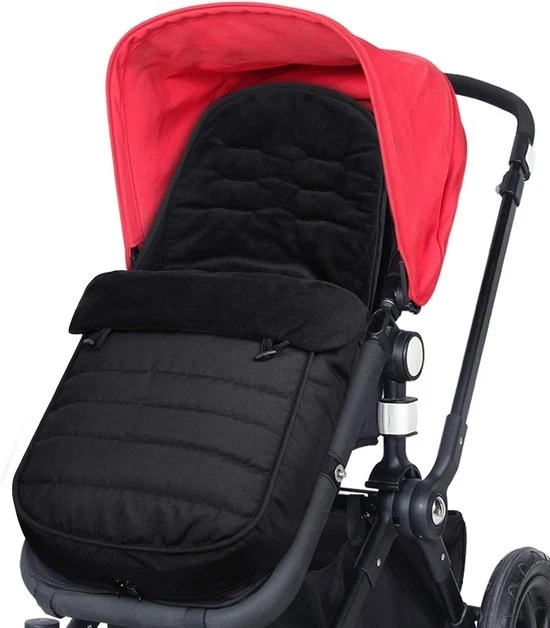 Sacchetto di protezione universale per passeggino - impermeabile e resistente al vento - nero - imbottito con fleece