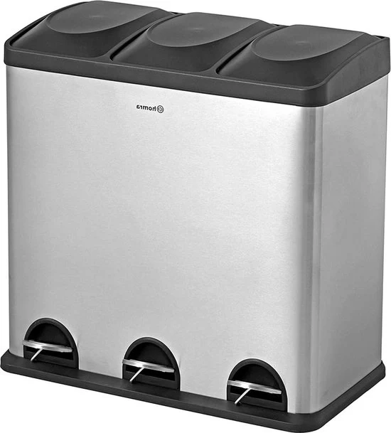 Contenitore per rifiuti 60 litri con 3 cassetti in acciaio inox - Sistema di separazione dei rifiuti - Contenitore per rifiuti per la raccolta differenziata Contenitore per rifiuti 60 litri