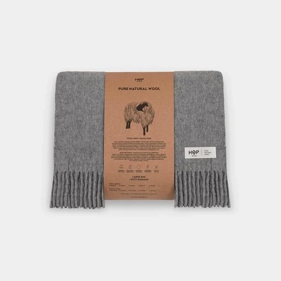 Duvetta calda - stile bohemien accogliente - 1 pezzo - grigio - 100% lana di capra - 155 x 205 cm