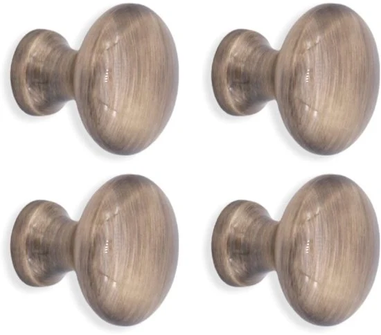 Pomello a forma di fungo - Finestra in vetro di ottone antico - Set da 4 pezzi - Qualità elevata