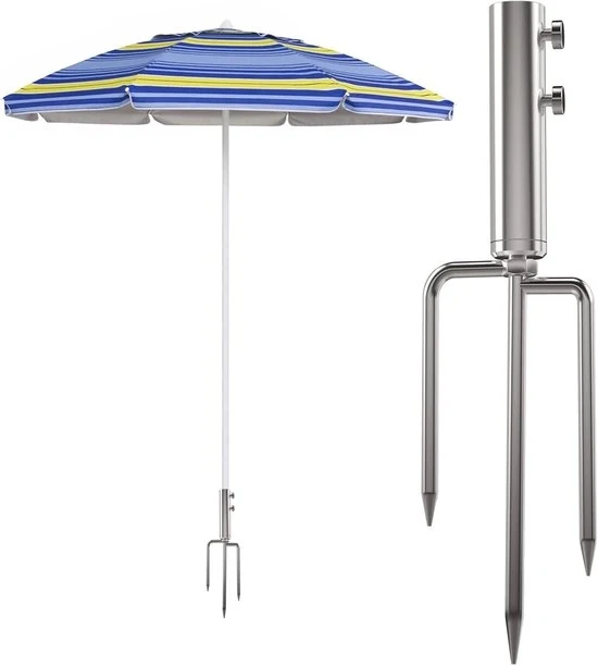 Portaombrellone con cancello erboso - Solido e versatile - argento