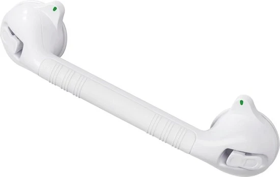 Maniglia di sicurezza 42 cm con funzione di arresto luminoso - presa sicura in doccia, vasca da bagno e toilette - maniglia stabile con morsetti - plastica - maniglia bianca con morsetto