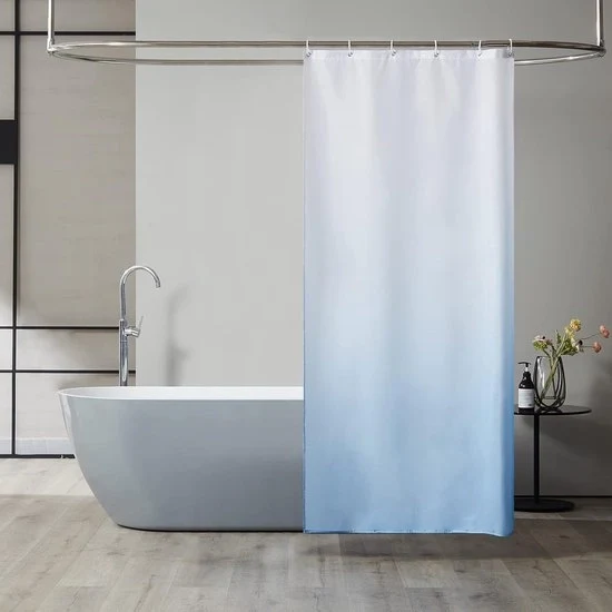 Douchegordijn Acquaproteggiato - Antimuffa - 120x200cm - Bianco/Azzurro chiaro - Poliestere