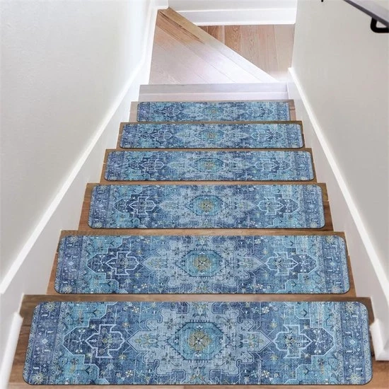 Trappatoio in Tappeto 26x80CM - 15 Pacchi - Scarpate Antiscivolo - Tappeto Trasportabile - Scarpate Bagnanti Resistenti al Mucchio - Pannelli di Drenaggio Veloci - Sicuri per Bambini, Anziani e Animali Domestici - Blu del Mare