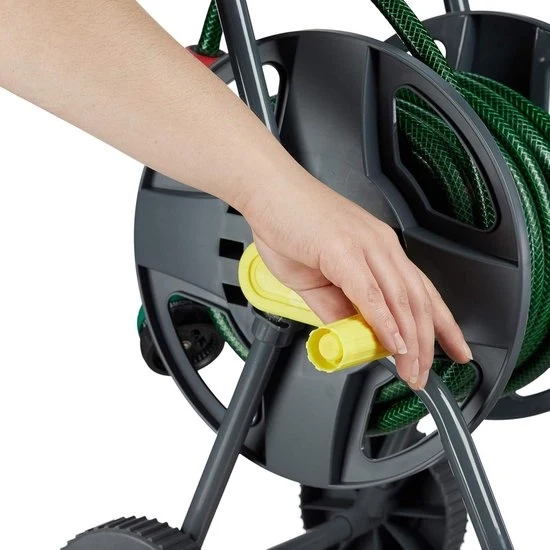 Carrello per tubo da giardino retrattile 45m per giardino e balcone con manico - grigio giallo Tubo da giardino avvolgibile