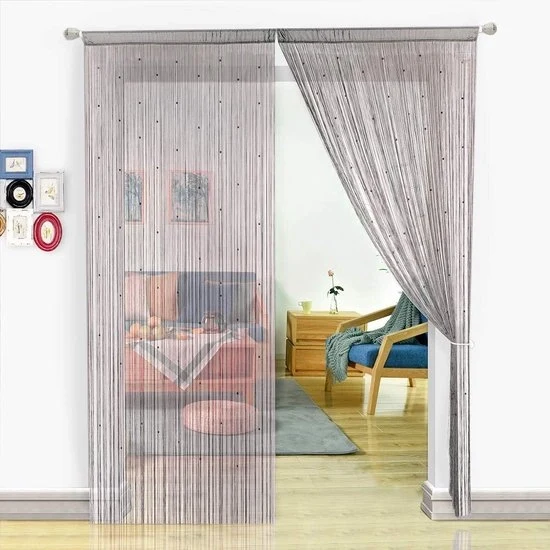Scheletrini di tenda per finestre densi con cerniere a forma di spaghetti, colore grigio, dimensioni 90x200cm (35x79inch)