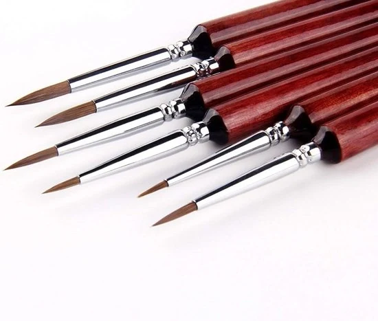 Set di pennelli per dettagli fini - pennelli per vernici miniatura - 6 pezzi - adatti per acrilico, aquarello e olio