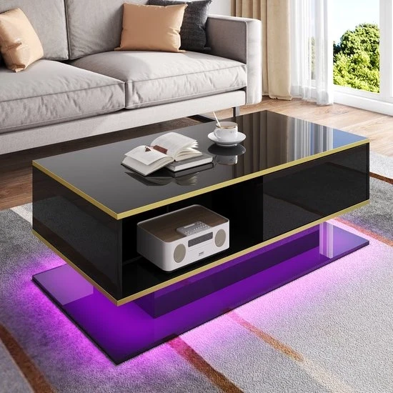Tavolo salotto - LED - Oro - 3-USB - 100cm