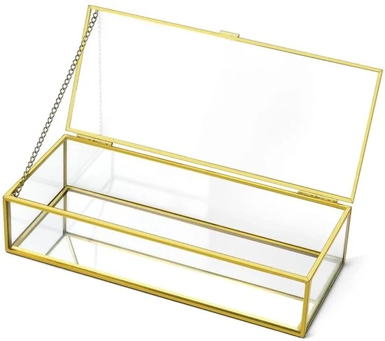 Scatola di vetro elegante con coperchio - design vintage - soluzione di archiviazione - 1 pezzo - vetro trasparente