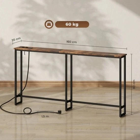 Banco supplementare - Stile industriale - Sottile - Acciaio - 160 x 20 x 80 cm