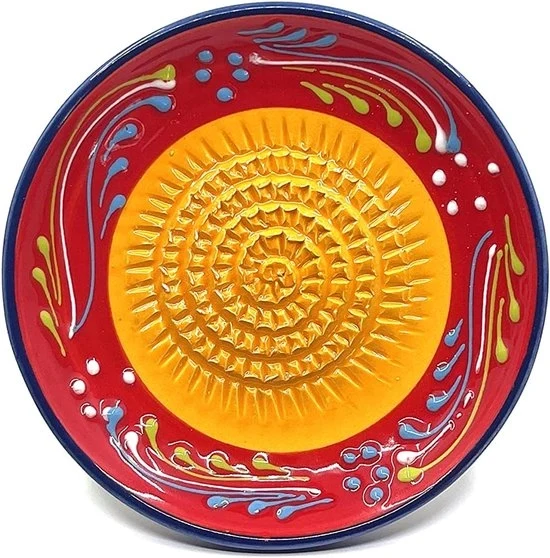Raspabord ceramico - ideale per gherkin e formaggio - manufatto a mano - rosso/arancione - 12 cm