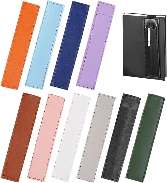 Penne con cinturino elastico - Accessori da studio e ufficio portatili - 10 pezzi - Pelle PU