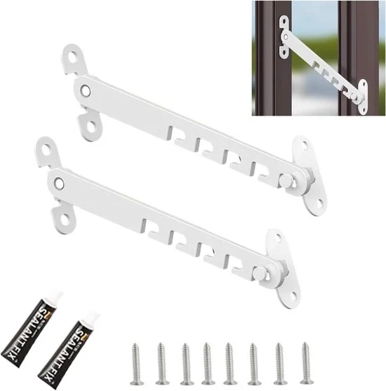 Set di 2 fermagli per finestre - chiusura metallica - 18 cm - bianco