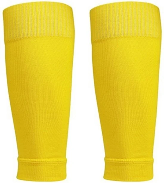 Due paia di calzettoni per stivali da calcio, cuffie per ginocchia per accompagnare i calzettoni da calcio, calzettoni con cuffie per ginocchia per giovani e adulti - giallo