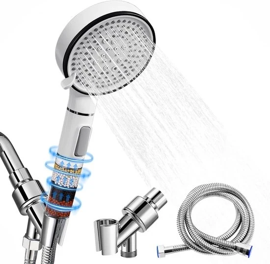 Douchekop idroeconomico con tubo e supporto - Alta pressione - Acciaio inox