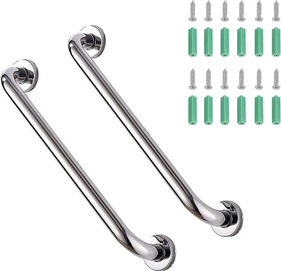 Maniglia di Supporto - Extra Presa - 2 Pezzi - 50 Cm - Maniglia di Sicurezza - Maniglia per Doccia - Maniglia Non-Slittante - Maniglia per Bagno - Maniglia di Sicurezza - Capacità di Sollevamento Elevata - Inclusi Viti - Maniglia per Bagno / Doccia / WC