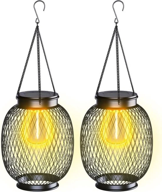 Lampioni per esterno alimentati da energia solare IP65 impermeabili colore caldo bianco illuminazione esterna per giardino lampade per esterno per Natale festa balcone terrazza prato - set da 2 lampioni per esterno