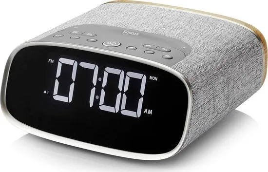 Radio Digitale con Display LCD da 4 pollici e Funzione di Alarme Doppia - Radio DAB+/DAB con Bluetooth FM - Grigio & Legno