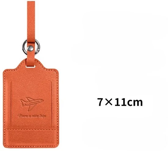 Set di 3 etichette da valigia in PU, etichette da valigia in pelle con cartellino di nome, visibili, resistenti, accessori da viaggio - colore arancione
