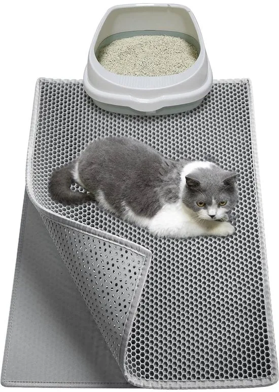 Matrice impermeabile per gatto - Disegno a doppia lastra - Grigio - 61 x 38 cm