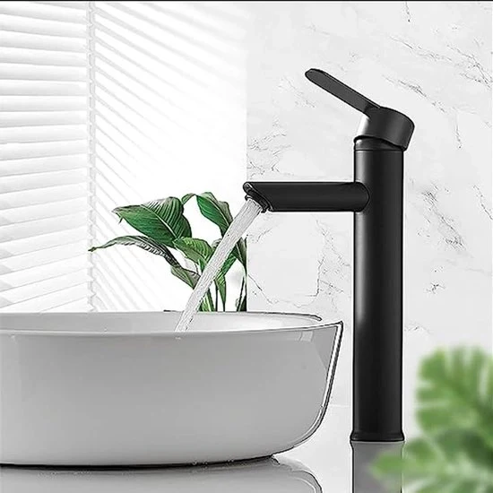 Armatura per lavandino in acciaio inossidabile - economizza acqua, senza gocce - nero - alta