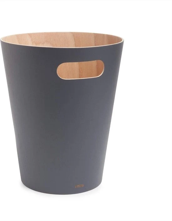 Cestino in legno di betulla - 7,5 litri - Naturale/carbone - Design duraturo