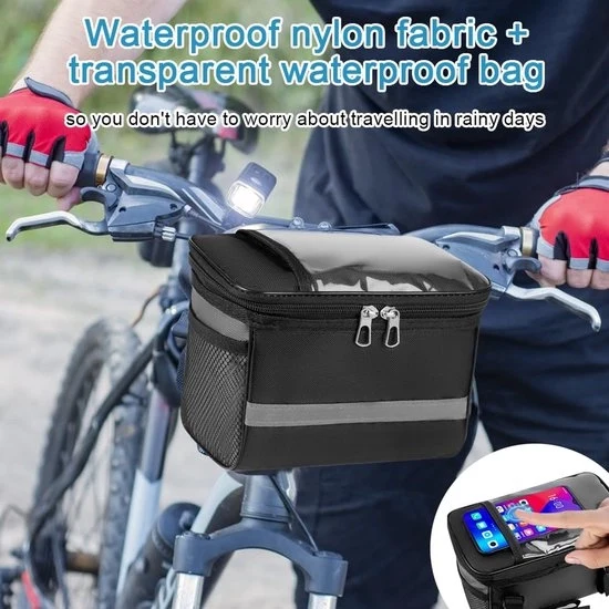 Tas da Fissaggio per Bicicletta - Grande Capacità con Display Touch - 1 pezzo - Nero - 19 x 18 x 13 cm