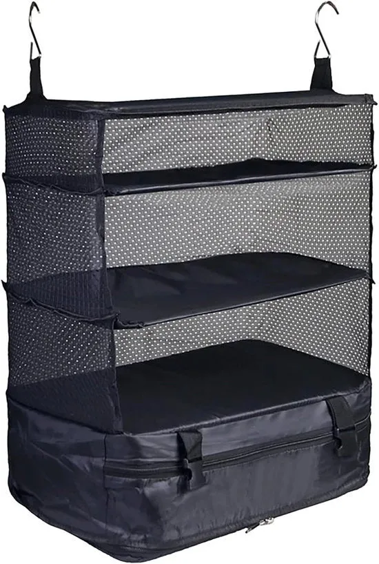 Organizzatore di valigia portatile - pannelli da viaggio appesi - 3 cassette - nero