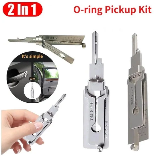Decodificatore di serrature - In acciaio inossidabile - 2-in-1 - O-ring - Set di pick