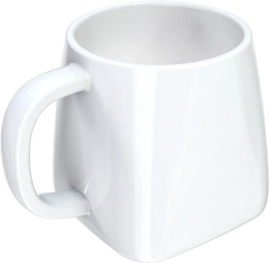 Tazza da caffè in ceramica - Grande tazza da tè - Base quadrata - Dimensione extra grande - Manico - Ufficio-casa - Resistenti all'acqua del lavastoviglie - Magnetron - Bianco