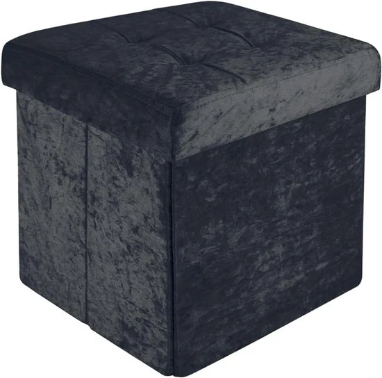 Pieghevole poltrona con spazio di stoccaggio - versatile e pratico - 1 pezzo - velluto nero - 30x30x30 cm