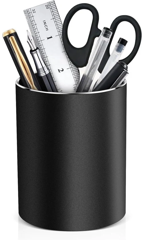Sostegno per scrivania - Organizza i tuoi materiali da scrivere - 1 pezzo - Nero - Plastica