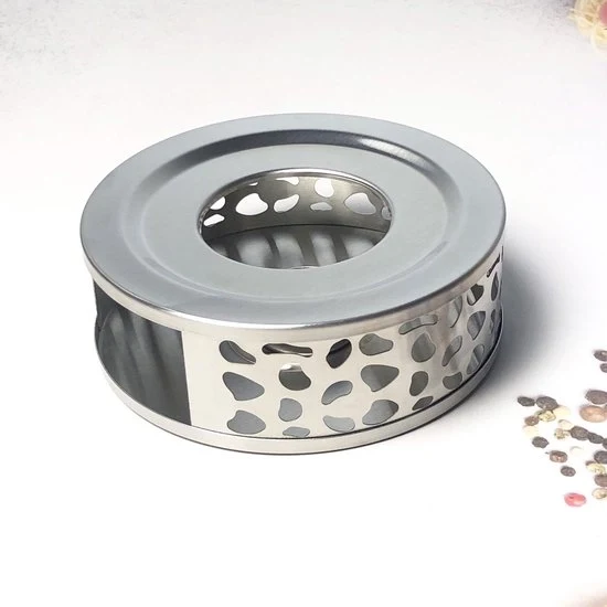 Caldaia per tazze in acciaio inossidabile - dimensioni 15x15x5cm - base rotonda - supporto per candele con design a struttura a nido d'ape - caldaia multifunzionale - riscaldatore per caffè e latte - adatto per tazze da tè - Zilver poreus