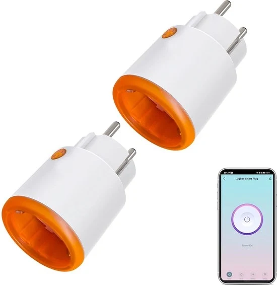 Pil Smart Zigbee con funzione di misurazione e timer - Controllo tramite App Tuya - Notifiche push - Contatto 16A - Compatibile con Alexa e Google Home - Pacchetto da 2 unità