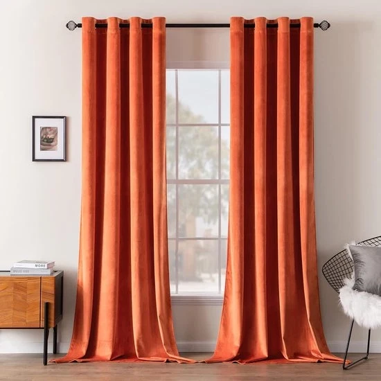 Tendina Termica Assorbente - Per Camera da Letto e Salotto - 2 Pezzi - Arancione Scuro - 140x215cm