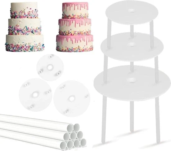 Piattaforma per torte con sostegno - 3 livelli di sostegno per torte - Riciclabile - Per matrimonio e compleanni Piattaforma per torte con sostegno