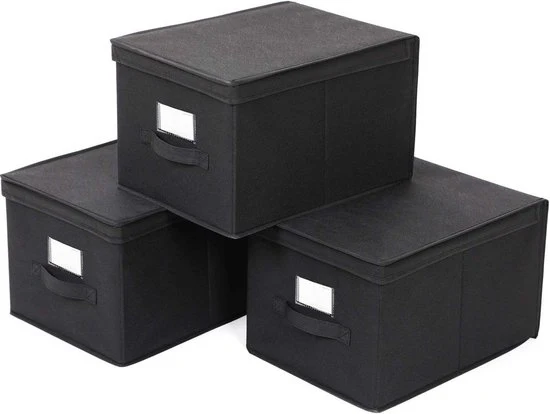 Set di archiviazione 3 pezzi Box multifunzionale 40x30x25cm Nero RFB03H con organizzatori