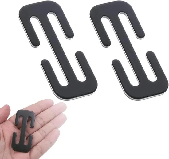 Clip di sicurezza auto in metallo - Adattatore cintura di sicurezza per regolazione sedile - 2 pezzi (nero)