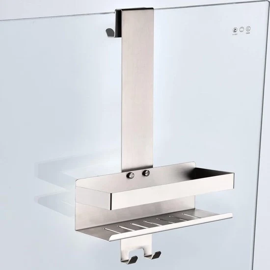 Pannello per doccia con ganci - Adatto per la conservazione nella zona bagno - Acciaio inossidabile